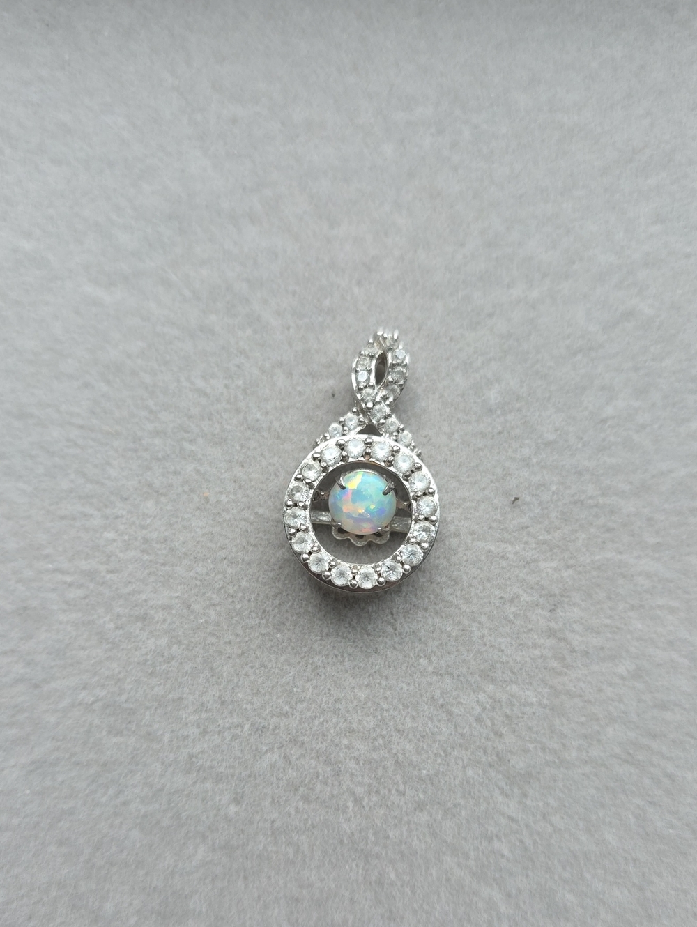 Suspended Effect Opal Pendant Necklace - Sterling SilverStamped